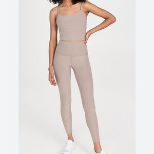 Beyond Yoga Spacedye Caught In The Midi Leggings and Sports Bra Birch Heather M
